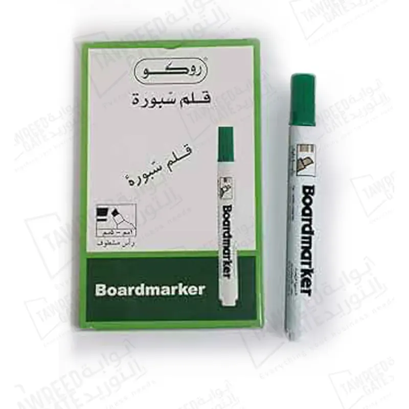 روكو قلم سبورة 1 - 5 ملم برأس مشطوف (RQ-29004) أخضر (الباكيت 12 قطعة)