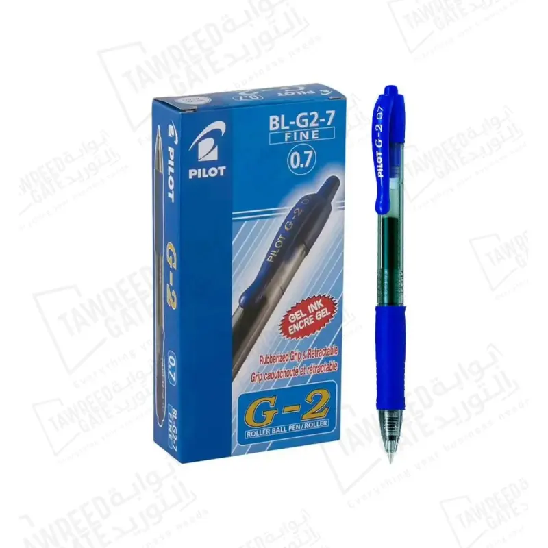 قلم حبر جل بكرة دوارة بايلوت G-2 07 مم ازرق (الباكيت 12 قطعة)