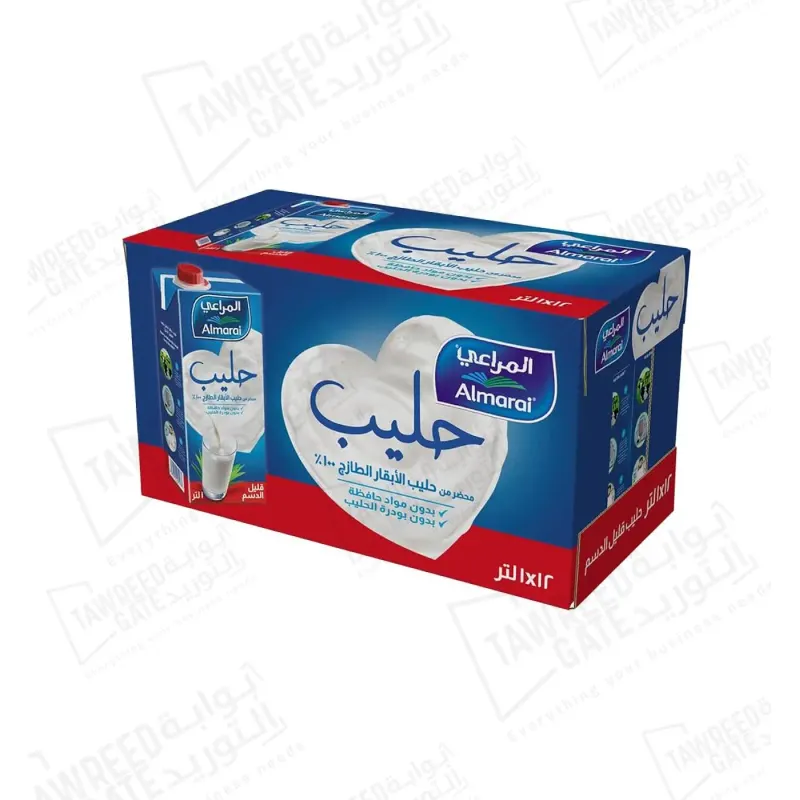 المراعي حليب طويل الاجل قليل الدسم 1 لتر /عبوة (كرتونة 12عبوة)