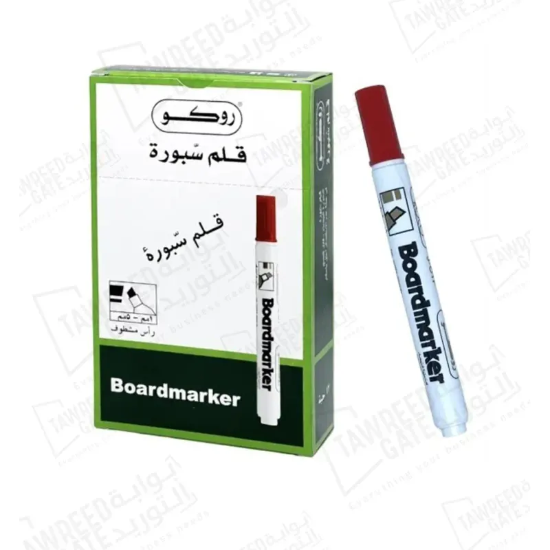 روكو قلم سبورة 1 - 5 ملم برأس مشطوف (RQ-29005) أحمر (الباكيت 12 قطعة)