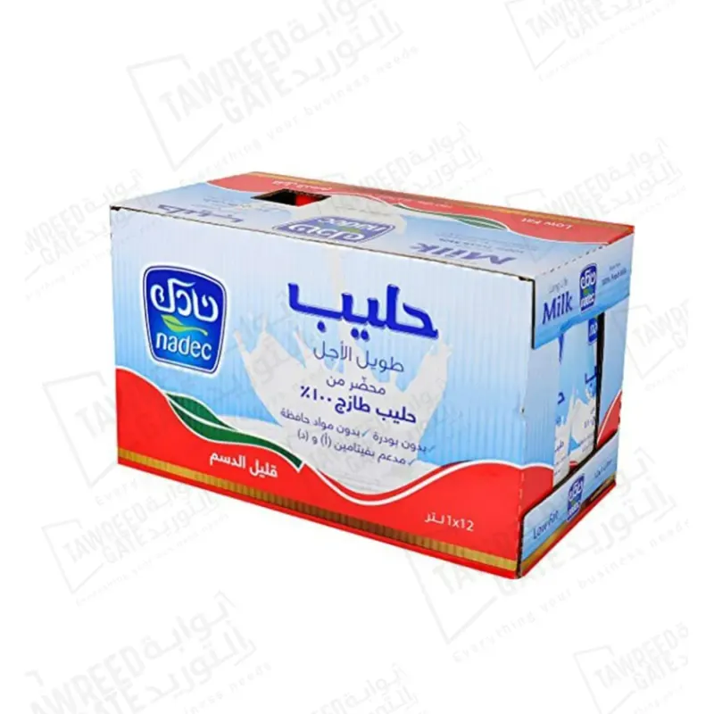 نادك حليب طويل الاجل قليل الدسم 1 لتر (كرتونة 12عبوة)