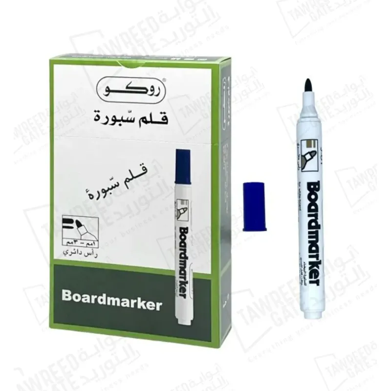 روكو قلم سبورة 1 - 3 ملم برأس دائري (RQ-29012) أزرق (الباكيت 12 قطعة)
